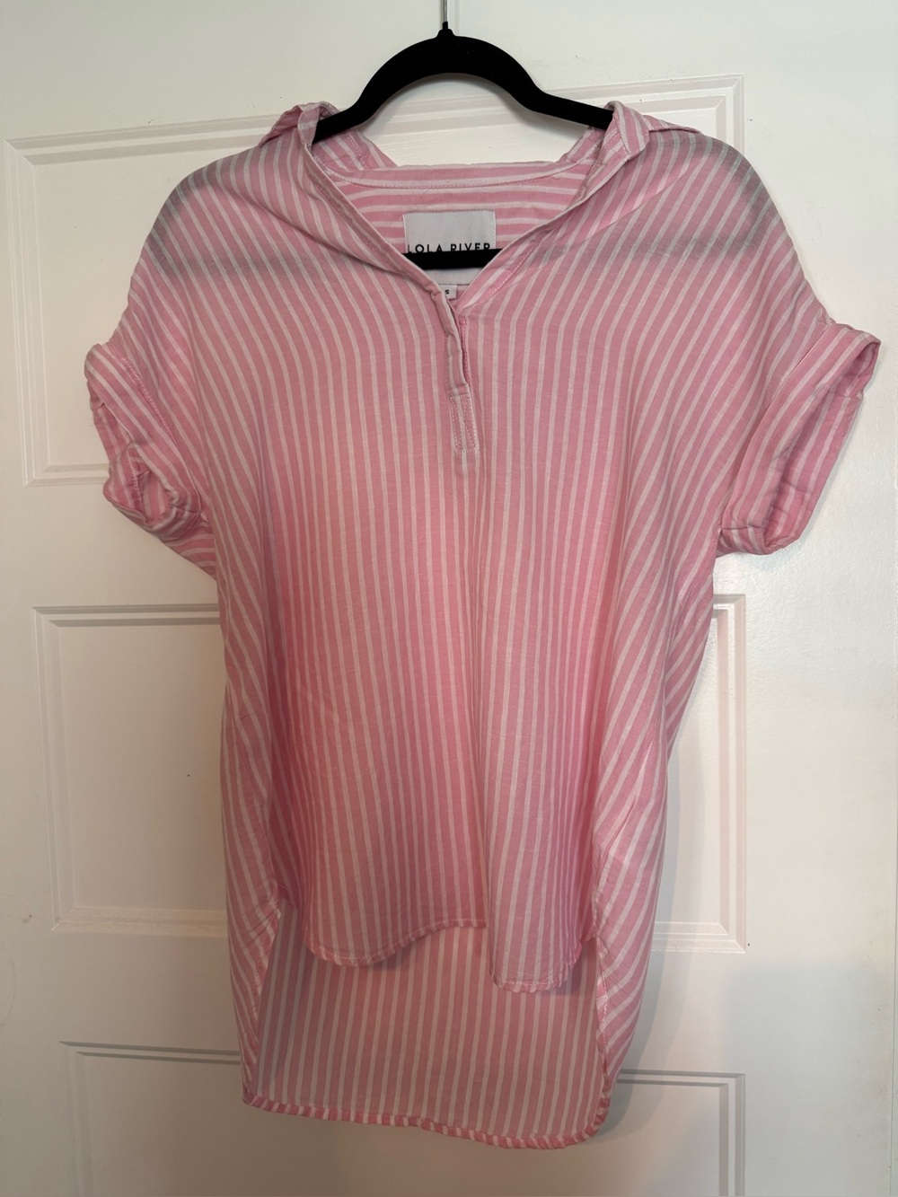 Pink Striped Short-Sleeve Tunic Top